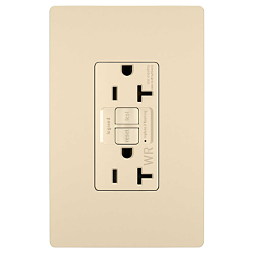 Pass & Seymour radiant® Tamper-Resistant Weather-Resistant 20A Duplex Self-Test GFCI Receptacles with SafeLock® Protection, Ivory