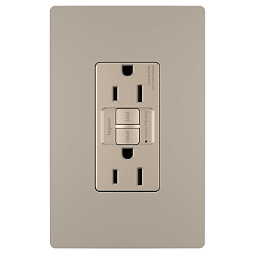 radiant® Tamper-Resistant 15A Duplex Self-Test GFCI Receptacles with SafeLock® Protection, Nickel CC