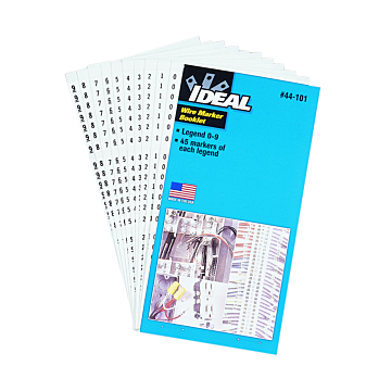 Wire Marker Booklet, Asst 0-9, 45 each