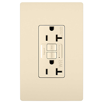 radiant® Tamper-Resistant Weather-Resistant 20A Duplex Self-Test GFCI Receptacles with SafeLock® Protection, Light Almond