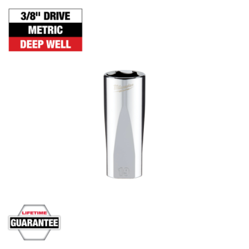 Milwaukee 3/8" Drive 19mm Metric Deep Socket with FOUR FLAT™ Sides