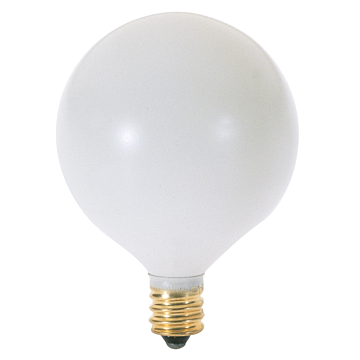 Satco 25 Watt G16 1/2 Incandescent - Satin White - 1500 Average rated hours - 202 Lumens - Candelabra base - 120 Volt - 2-Card