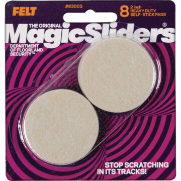 Magic Sliders 2 In. Round Oatmeal Self-Adhesive Heavy-Duty Furniture Pad (8-Pack)