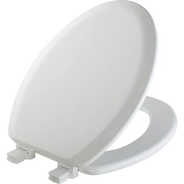 Mayfair Elongated Closed Front White Wood Toilet Seat