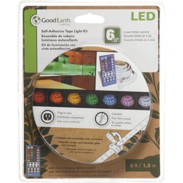 Good Earth Lighting 6 Ft. L. Plug-In Color Changing LED Under Cabinet Tape Light with Remote Control