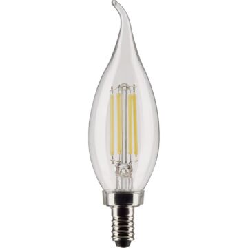 Satco 60W Equivalent Warm White Clear CA10 Candelabra LED Decorative Light Bulb (2-Pack)