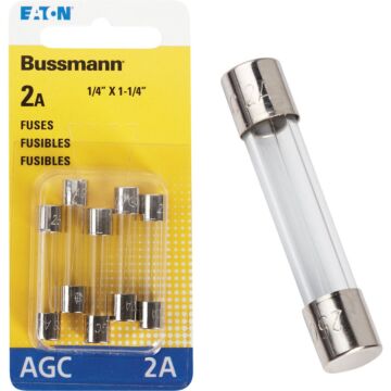 Bussmann 2-Amp 250-Volt AGC Glass Tube Automotive Fuse (5-Pack)