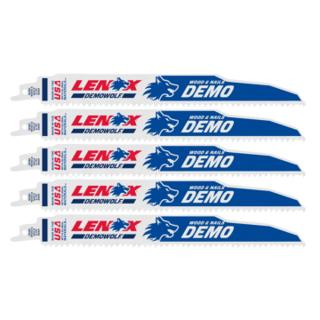 Lenox LENOX Demolition Reciprocating Saw Blade With Power Blast Technology, Bi-Metal, 9-Inch, 6 Tpi, 5/Pk