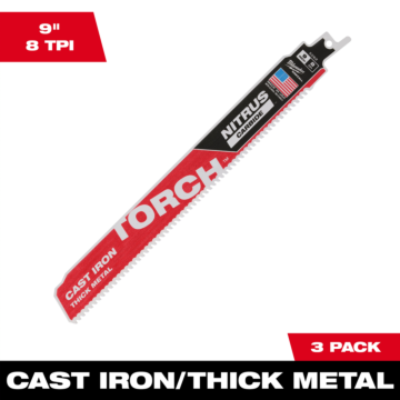 Milwaukee 9" 8 TPI TORCH™ with NITRUS™ Carbide SAWZALL® Blade for Cast Iron (3 PK)
