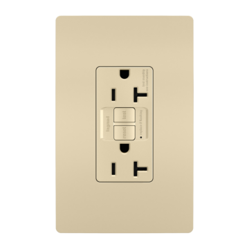 radiant® Tamper-Resistant 20A Duplex Self-Test GFCI Receptacle with SafeLock® Protection, Ivory CC