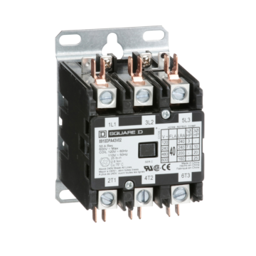 Schneider Electric Contactor, Definite Purpose, 40A, 3 pole, 25HP at 575VAC, 3 phase, 110/120VAC 50/60Hz coil, open