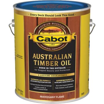 Cabot Australian Timber Oil Water Reducible Translucent Exterior Oil Finish, Mahogany Flame, 1 Gal.