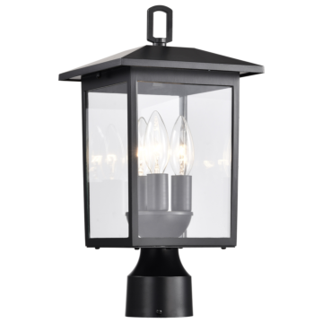 Jamesport Collection Outdoor 15 inch Post Light Pole Lantern; Matte Black with Clear Glass