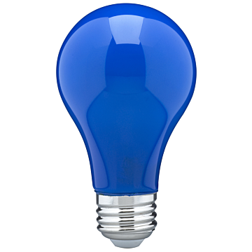 Satco 8 Watt A19 LED - Ceramic Blue - Medium base - 360 deg. Beam Angle - 120 Volt