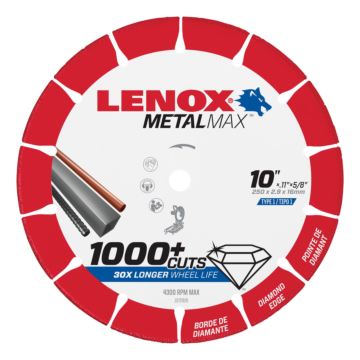 LENOX Metalmax Cut Off Wheel, Diamond Edge, 10-Inch X 5/8-Inch