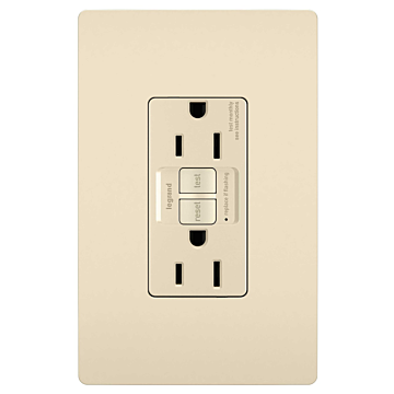 radiant® 15A Duplex Self-Test GFCI Receptacles with SafeLock® Protection, Light Almond CC