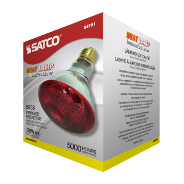 Satco 175 Watt BR38 Incandescent - Red Heat - 5000 Average rated hours - Medium base - 120 Volt