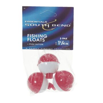 SouthBend 1-1/4 In. Red & White Push-Button Fishing Bobber Float (3-Pack)