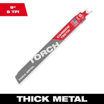Milwaukee 9" 8 TPI TORCH™ with Carbide Teeth SAWZALL® Blade (1 PK)