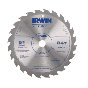 IRWIN Classic Series Carbide Cordless Circular Saw Blade, 6 1/2-Inch, 24T