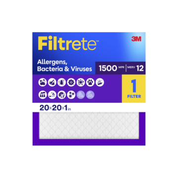 3M Filtrete™ Allergens, Bacteria & Viruses Air Filter 1500 MPR 2002-4-HR, 20 in x 20 in x 1 in (50.8 cm x 50.8 cm x 2.5 cm)