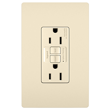 radiant® Tamper-Resistant 15A Duplex Self-Test GFCI Receptacles with SafeLock® Protection, Light Almond CC
