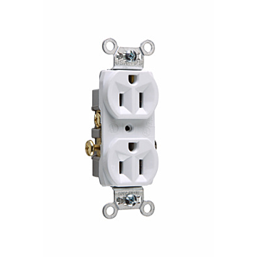 Pass & Seymour 15A 125V Commercial Spec-Grade Duplex Receptacle, Side Wire, White