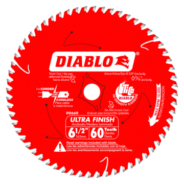 6-1/2 in. x 60 Tooth Ultra Finish Saw Blade