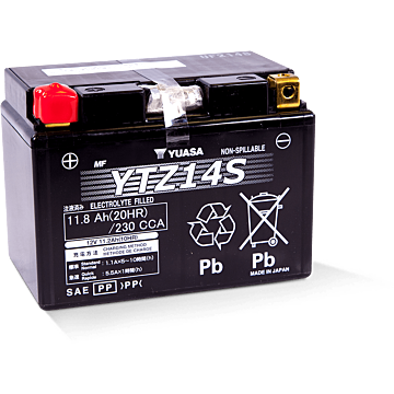 Yuasa YTZ14S 12 V 11.2 Ah at 10 hr 1.1 A High Performance AGM Motorcycle Battery