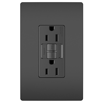 Pass & Seymour radiant® Tamper-Resistant 15A Duplex Self-Test GFCI Receptacles with SafeLock® Protection, Black