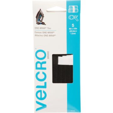 VELCRO Brand One-Wrap 1/2 In. x 8 In. Black Hook & Loop Tie (5 Ct.)