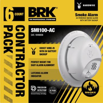 BRK Interconnect Hardwired Ionization Smoke Alarm (6-Pack)