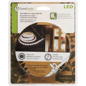 Good Earth Lighting 12 Ft. L. Plug-In White LED Under Cabinet Tape Light