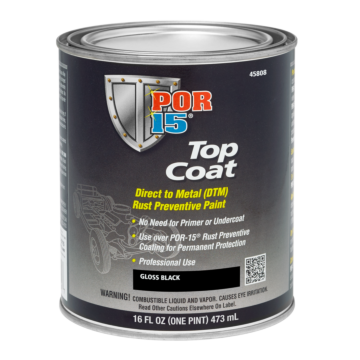 POR-15® 45808 1 pt Gloss Black Liquid Rust Preventive Top Coat DTM Paint