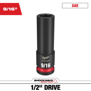 Milwaukee SHOCKWAVE™ Impact Duty 1/2" Drive 9/16" Deep 6 Point Socket