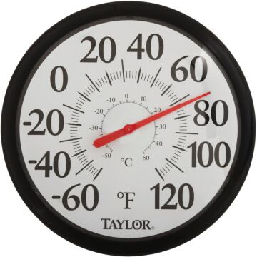 Taylor 13-1/2" Fahrenheit and Celsius -60 To 120 F, -50 To 50 C Outdoor Wall Thermometer