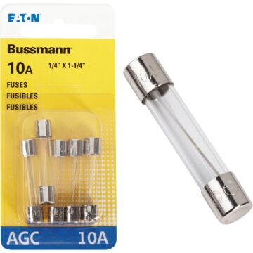 Bussmann 10-Amp 250-Volt AGC Glass Tube Automotive Fuse (5-Pack)