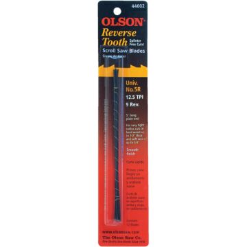 Olson 12.5TPI Reverse Tooth Plain End Scroll Saw Blade (12 Count)
