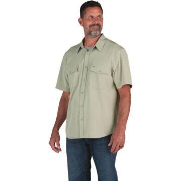 Men's Flex180 UPF Button Down Short Sleeve Shirt (Heathered Seagrass)