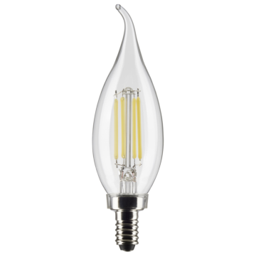 Satco 4 Watt CA10 LED Filament - Clear - Candelabra Base - 2700K - 350 Lumens - 120 Volt - 2-Pack