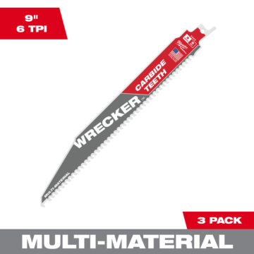 Milwaukee 9" 6 TPI WRECKER™ with Carbide Teeth SAWZALL® Blade for Multi-Material (3 PK)
