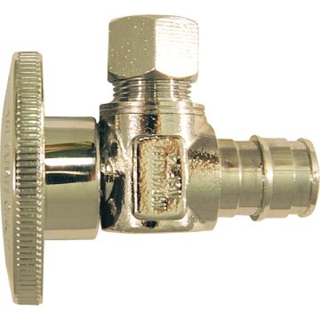Apollo Retail 1/2 In. Barb x 3/8 In. Compression Chrome-Plated Brass Angle PEX Stop Valve, Type A