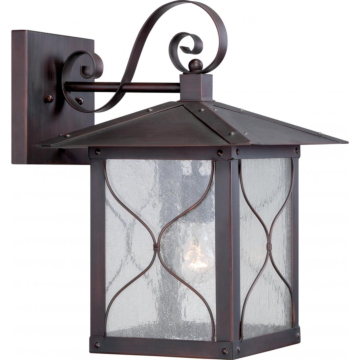 Vega -1 Light - 11" Wall Lantern with Clear Seed Glass - Classic Bronze Finish