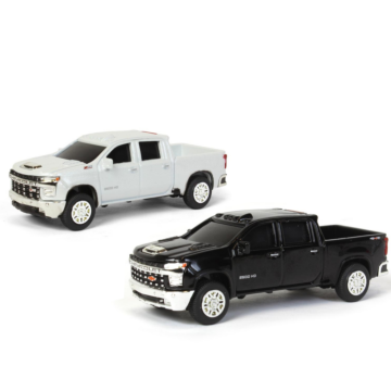 TOMY 3+ Die Cast and Plastic Assorted - Pearl White and Black 2020 Chevy Silverado 2500HD Pickup Toy Truck