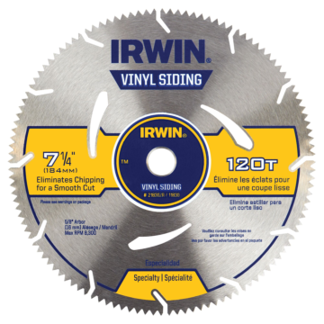 IRWIN Marathon Vinyl Siding Corded Circular Saw Blade, 7 1/4-Inch, 120T