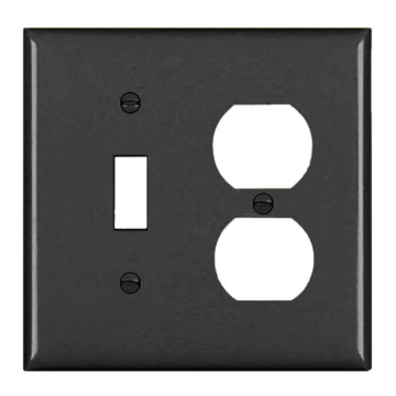 Combination Openings, 1 Toggle Switch and 1 Duplex Receptacle, Two Gang, Black