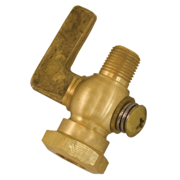 1/8" x 1/8" Satin Brass Air Cock Female x Male, Lever Handle, Hex Shoulder