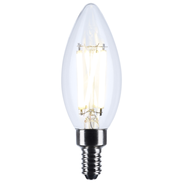Satco 8 Watt C11 LED Filament - Clear - Candelabra base - 2700K - 90 CRI - 760 Lumens - 120 Volt