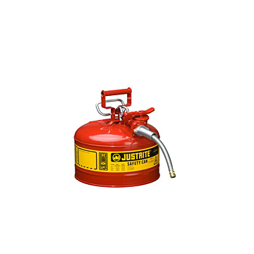 2.5 Gallon, 5/8" Metal Hose, Steel Safety Can for Flammables, Type II, AccuFlow™, Red - 7225120