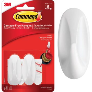 3M Command Small Utility Designer Adhesive Hook (2-Pack)